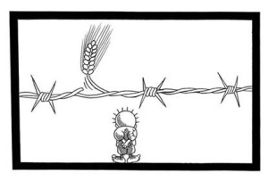 Handala-Cartoon-Wheat-barbed-wire